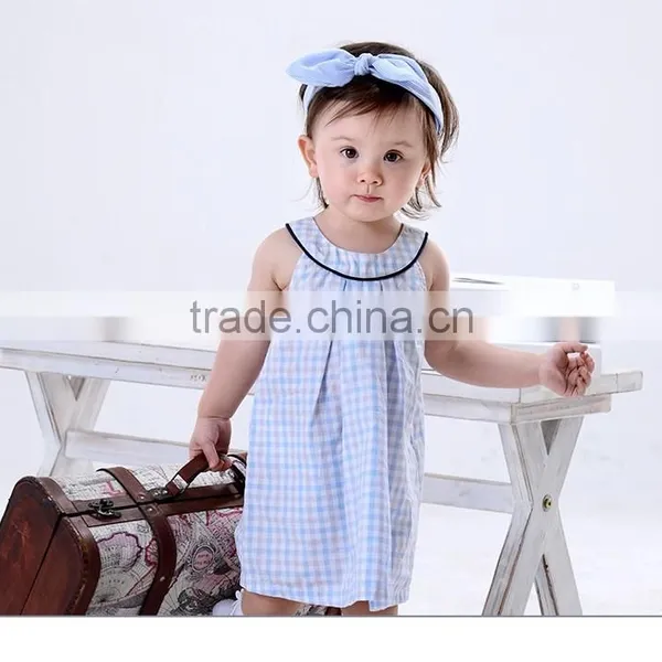 Latest New Model Kid Dress High Fashion Round Neck Girl Plaid Dress photo-3