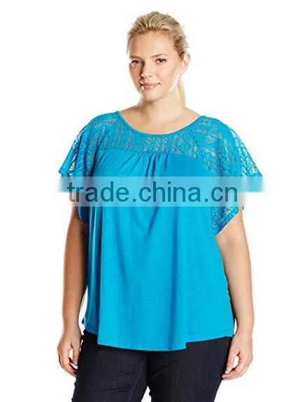 OEM Plus Size Women Clothing Ladies Plus Size Lace Tshirt photo-5
