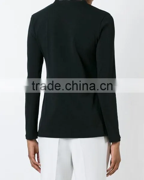 Custom Women Long Sleeve V Neck Plain T-Shirts,New T Shirts Design V Neck Black Blank Plain t Shirt for Women photo-5