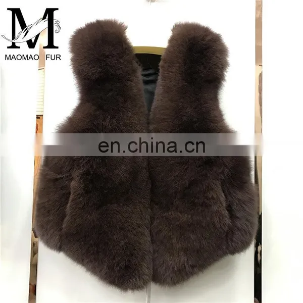 2017 New Jiaxing Winter Warm Fsahion Long Women Fox Fur Vest Real Fox Fur Coat photo-4