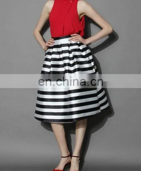 Stripes Full A-line Midi Skirt photo-3