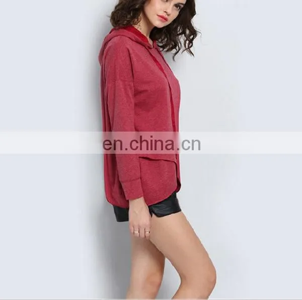 Autumn Fashion Women Irregular Hem Hoody Sweater Leisure Slim Hooded Sweatshirt photo-4