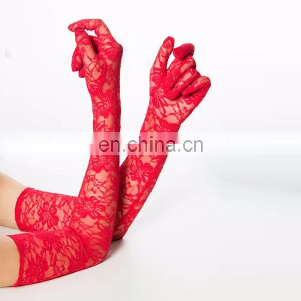 Beautyslove Sexy White Cheap Gloves Ladies Lace Gloves Satin Long Gloves photo-5