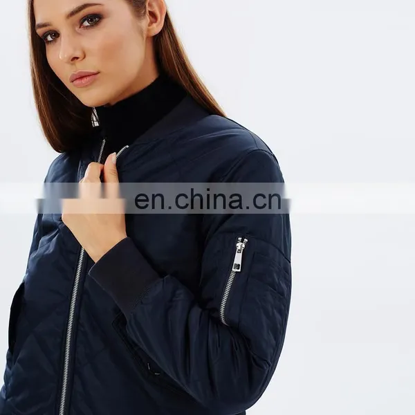China Manufacturer Sports New Women Black Bomber Jacket Wholesale photo-5