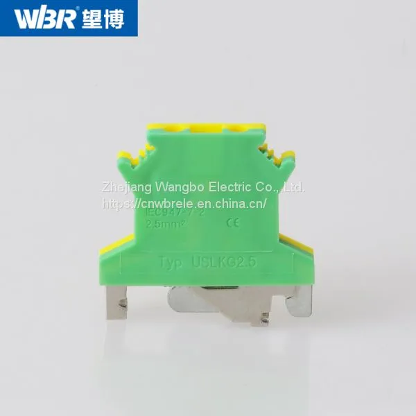 Yellow-green Ground Terminal Cable Connector DIN Rail Terminal USLKG2.5 photo-2