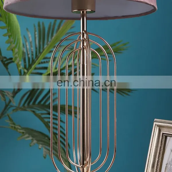 New Product Hotel Home Decor Living Room Custom Modern Nightstand Lamp With Pink Lampshade photo-5
