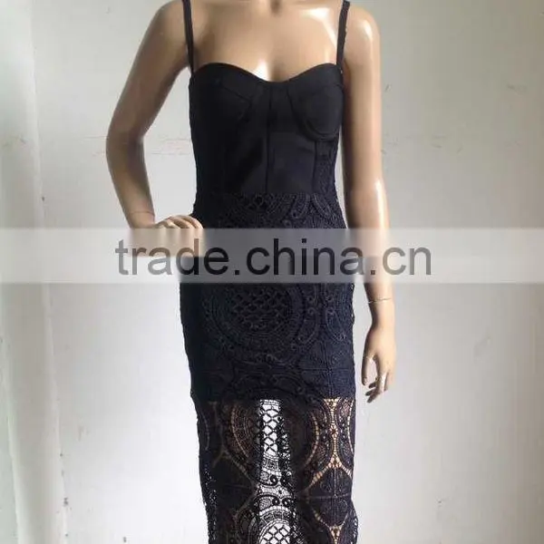 Summer Dress Hot Selling 2015 New Women Elegant and Sey White Lace Evening Party Bandage Dress Bandage Bodycon Women Wearing photo-5