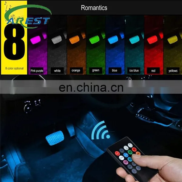 4x12LED Car Atmosphere Lamp Foot Lamp With Cigarette Lighter Remote Control/Multiple Modes AUTO RGB Strip Ambient Light