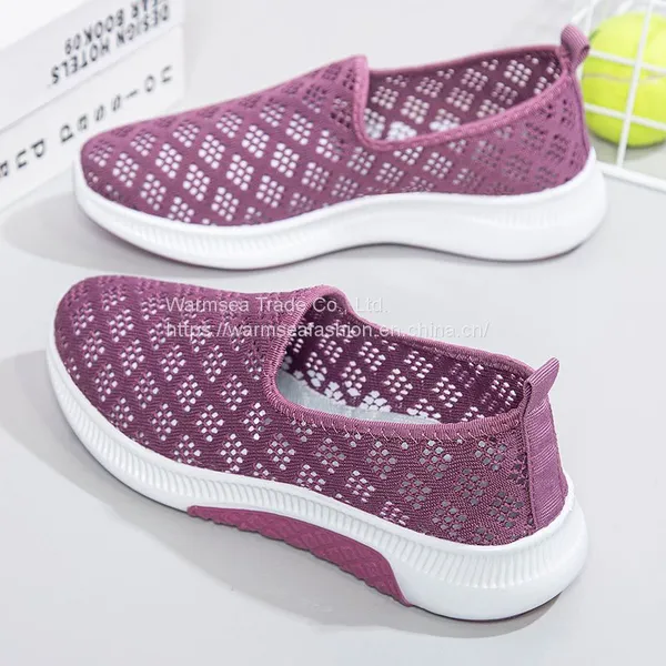 Summer Cloth Shoes Women's Mesh Breathable Casual Shoes Soft Bottom Non-slip Mesh Shoes Flat Bottom One Pedal Mother Shoes photo-3