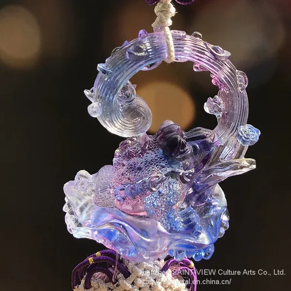 Colored Glass Luxury Rearview Cabbage Car Charm Hanging Pendant Large Size photo-2