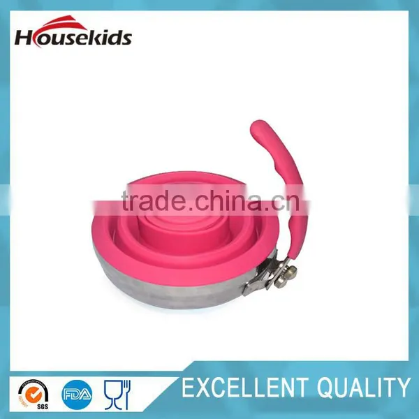 Collapsible Silicone Stainless Steel Water Kettle/Tea Pot for Outdoor Camping and Hiking