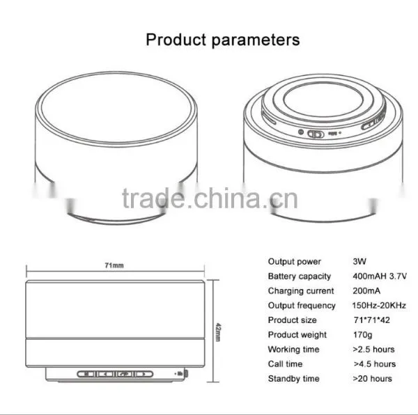 Fashionable Design Aluminum Alloy A10 Bluetooth Portable Speaker With Led Light photo-6