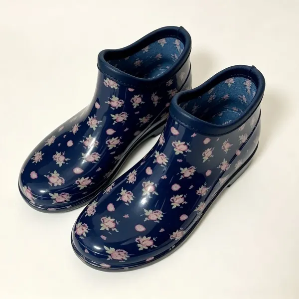 Proshield Work Women’s Short Ankle Rain Boots — Floral Waterproof Rubber Booties for Wet Weather