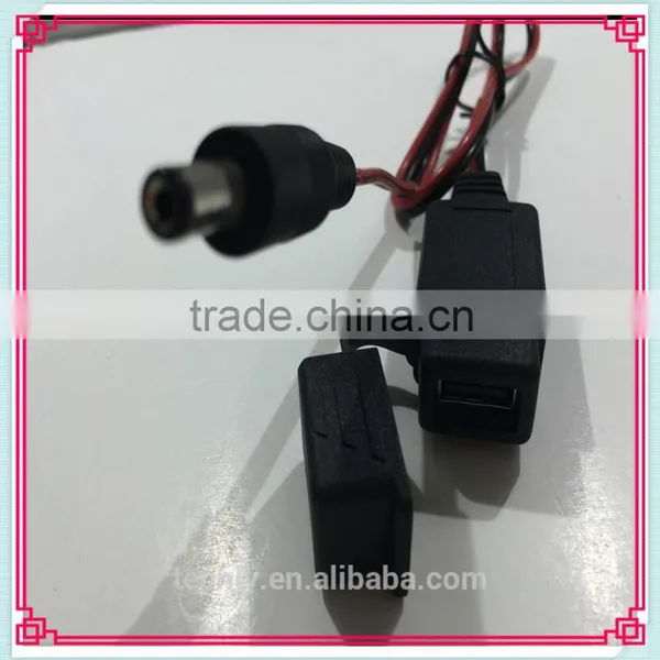 New Red /Black Of Cable Male DC 5.5x2.1 To 2.0 Female USB Power Cable photo-6