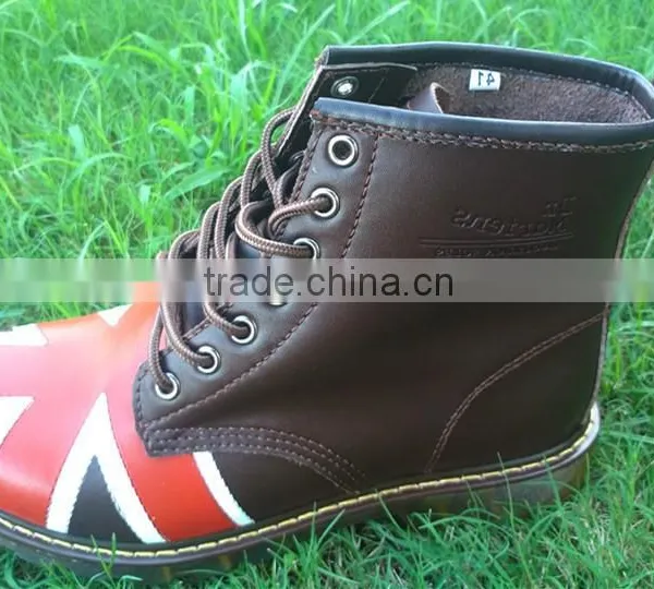 Retro Style Cow Leather Men Boots Shoes Cut-outs High-Leg Outdoor Cowboy Martin Boots