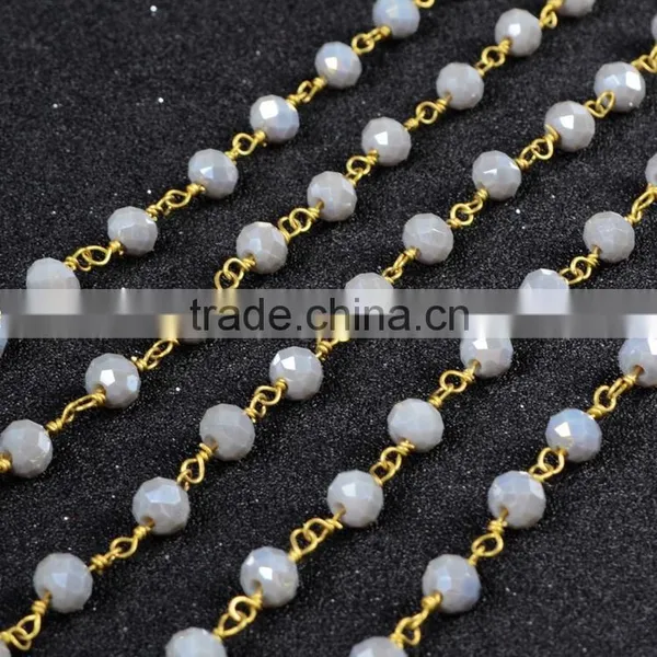$4/meter by Trade Assurance- Fashion Grey Faceted Crystal Quartz Jade Beaded Stone Chains for Necklace photo-2