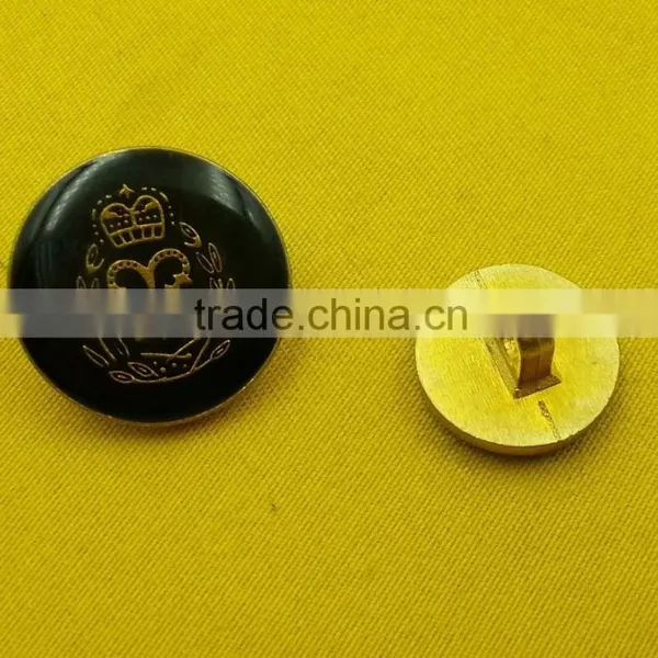 Black Enamelled Metal Shank Button For Dress --- MJ3689 photo-3