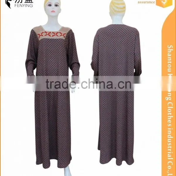Flannel 2016 Latest Design Muslim Long Sleeve Fashion Islamic Abaya With Devorate on Chest