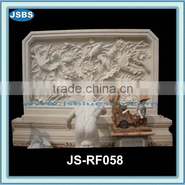 White Stone Wall Decoration Lotus Flower Relief