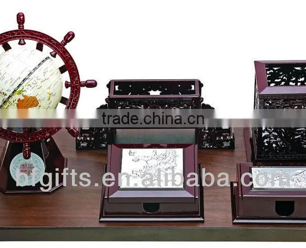 100pcs Wood Globe & Name Card & Pen Holder Office Stationary Desktop-8
