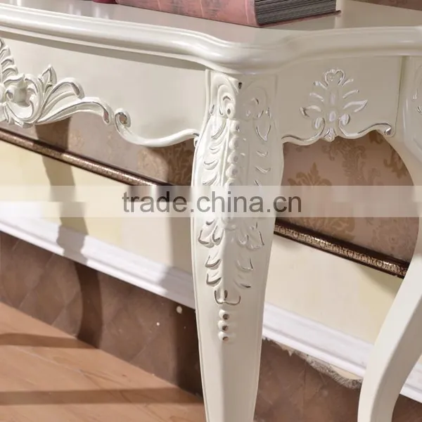 Italy Design Luxury Dining Room Silver Painted Carving Classic Console Table photo-5