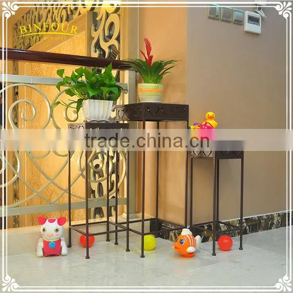 Antique 3 Set Iron Heart Shape Square Plant Stand photo-4