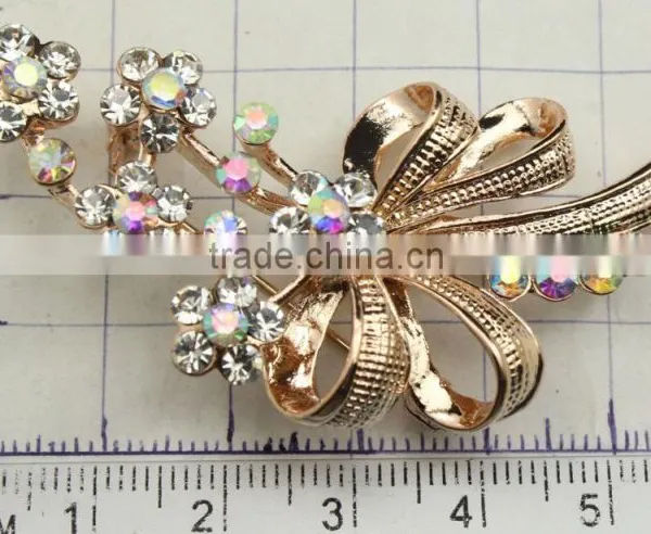 Color Rhinestone Flower Brooch Pins,Flower AB Rhinestone Brooch Pin For Dresses photo-3
