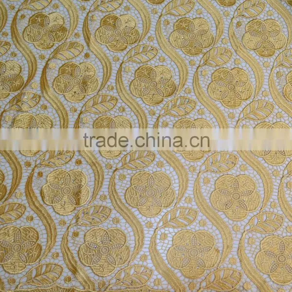 Water Soluble Embroidered Lace Collar Wedding Dress Water Soluble Lace Stock Lace Fabric photo-3