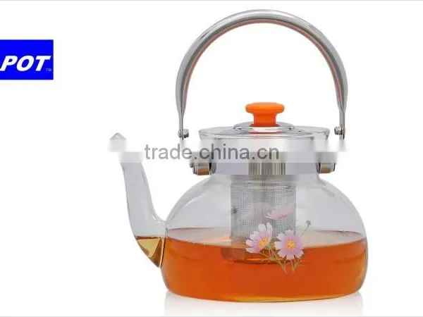 Hot Selling Customized Transparent Heat-reisistant Glass Teapot With Stainless Steel Infuser/Filter/Strainer photo-4