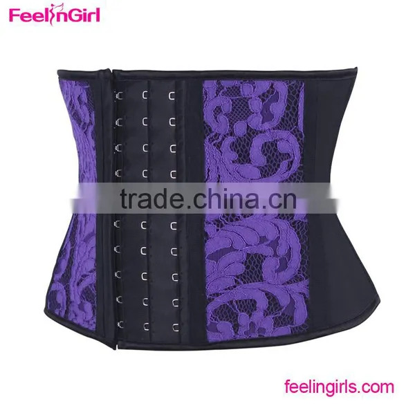 Purple Lace Trim 9 Steel Bone Waist Cincher Corset photo-2