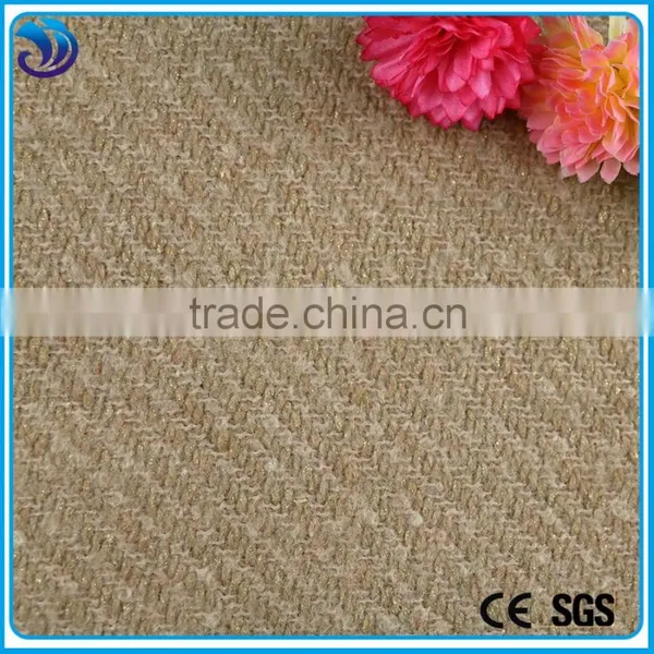 Hot Sale 2016 Polyester Wool Plain Dyed Gold Foil Woven Fabric photo-2