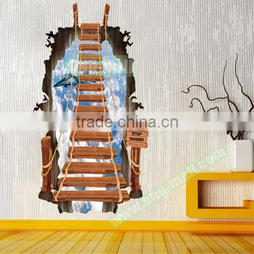 3D Creative Broken Wall Effect Stairway Pattern PVC Wall Sticker photo-3