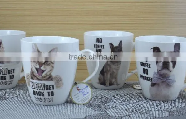 11OZ Love Cat Design Full Decal Print Coffee Cups, Shiny Surface Porcelain Mug, KL5004-11025 photo-2