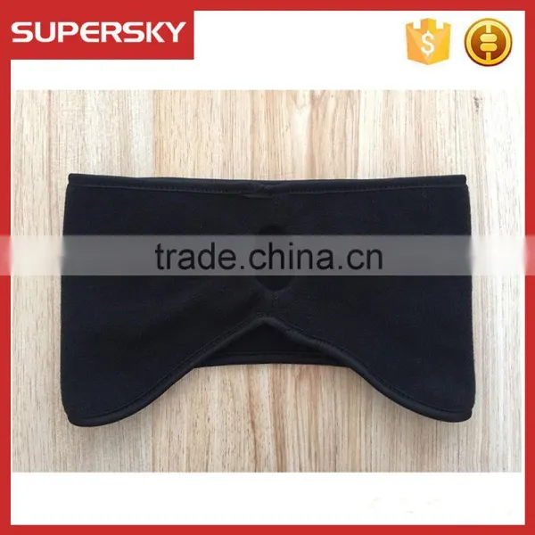 C1286 Black Custom Sports Fleece Headband With Embroidered Logo Winter Outdoor Polar Fleece Ear Warmer Women Ponytail Headband photo-2