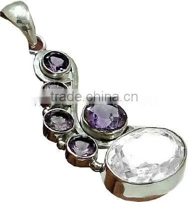 A3036 Sterling Silver Blue Topaz. Pendant, Semiprecious Pendant, Silver Pandant photo-3