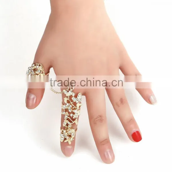 Adjustable Two Finger Ring Cuff Fine Zirconia Fashion Jewelry Womens Gift photo-5