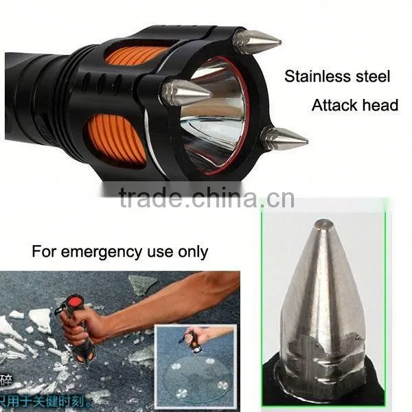 1196 Function 4 In 1-Alarm/Window Breaker 10W XML T6 Aluminum Material Led Flashlight photo-3