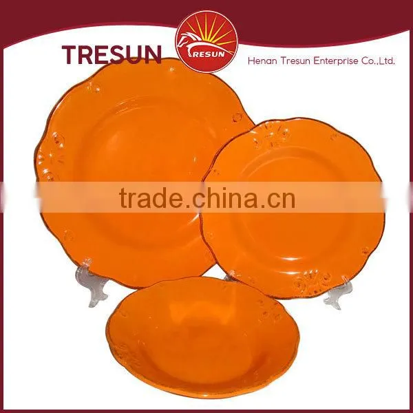 New Embossed Dinner Set/color Glazed Tableware/18pcs Lighte Color Dinner Set