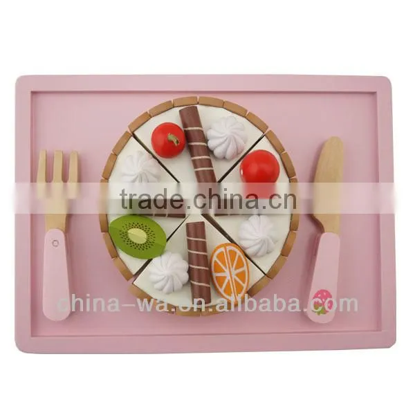 Wood Food Toys Funny Mini Cake Cutting for Kids Playing