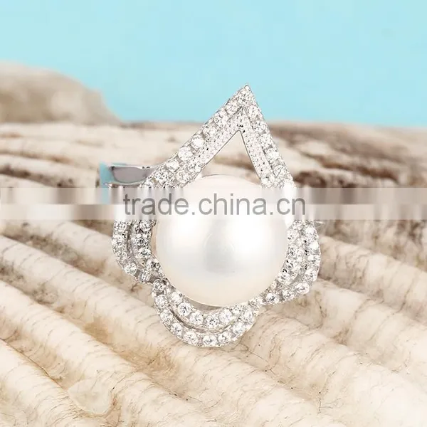 Pearl Ring Designs Heart Shape New Arrival Rings for Women SRE136W photo-3