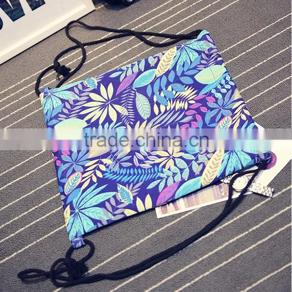 Foliage Pattern Blue Canvas Backpack photo-3