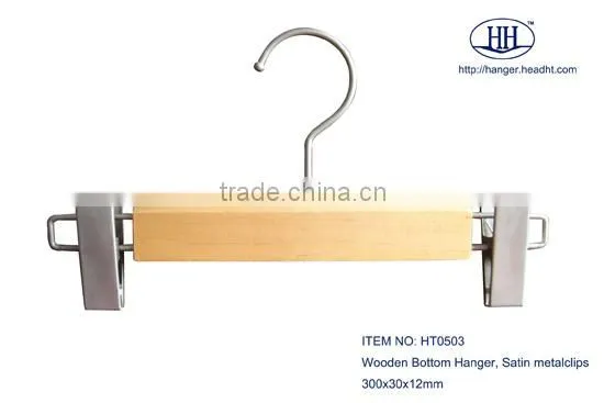 Our HEAD Basic HEAD Wooden Pants Hanger Style Wooden Bottom Metal Clips Skirt Hangers for Display photo-5
