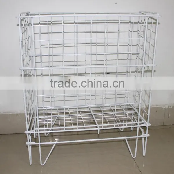 Supermarket Wire Mesh Basket, Foldable Square Metal Display Wire Dump Bin, Metal Retail Storage Bin photo-2