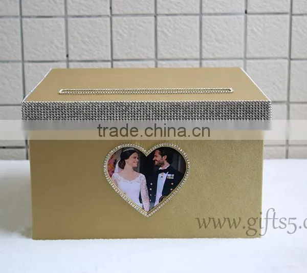 Excellent Gold Storage Boxes / Wedding Card Boxes With Photo Frame photo-3