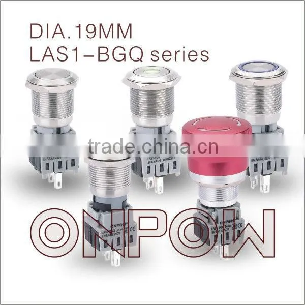 ONPOW 12V LED Latching Pushbutton 3NO3NC(LAS1BGQ,19MM,CE,CCC,ROHS,REACH,IP65,IP67,3NO3NC)