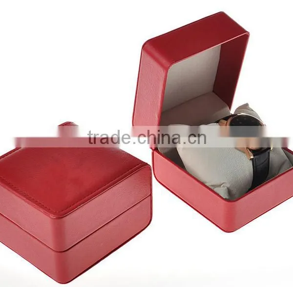 Red High-grade PU Leather Watch Packing Box Custom Logo Print photo-2