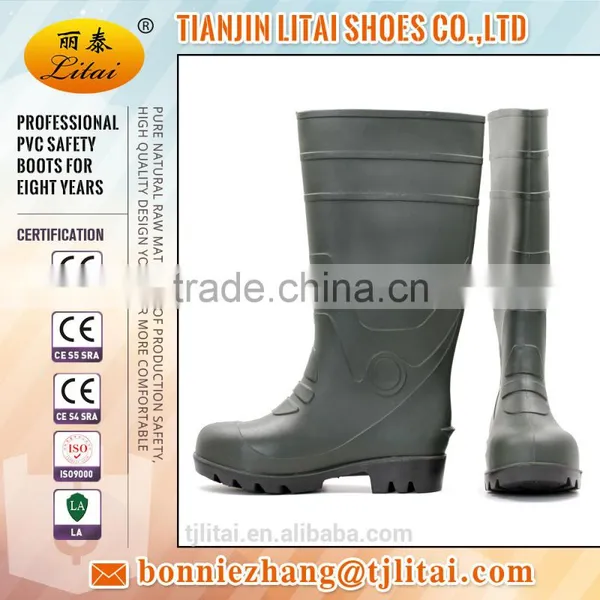 Black Pvc Safety Boots With Steel Toe Cap for Construction photo-3