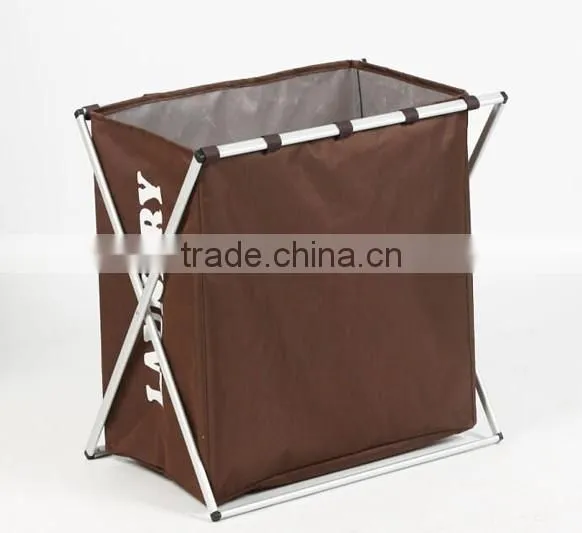 Household Rolling Triple Sorter Laundry Hamper With Black Polyester Bags, Satin Silver Frame photo-4