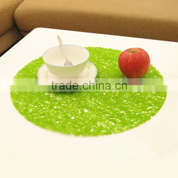 15 Inch Round PE Place Mat In Green - Set of 12 photo-2
