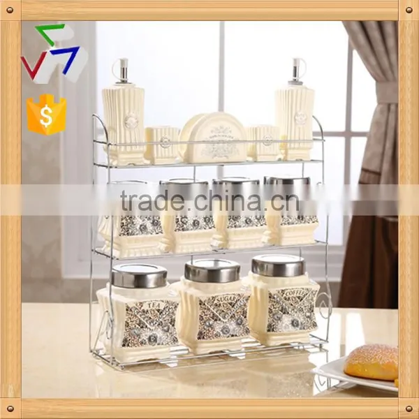 Ceramic Porcelain Canister,ceramic Canister Set,storage Jar, With Stainless Metal Stand photo-6